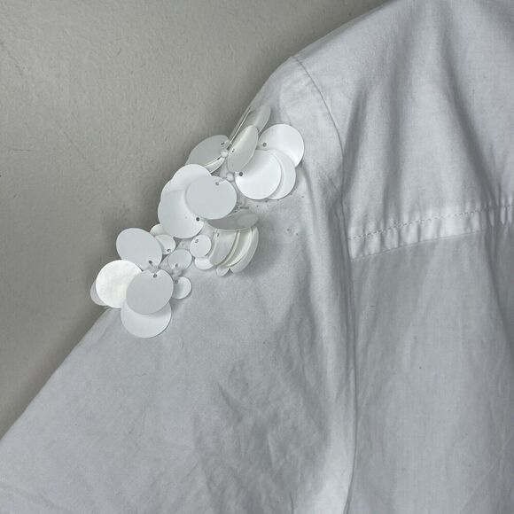 J.CREW Collection Top Women 4 Floral Appliques Button Up NEW Cropped White CC241 - Picture 13 of 16